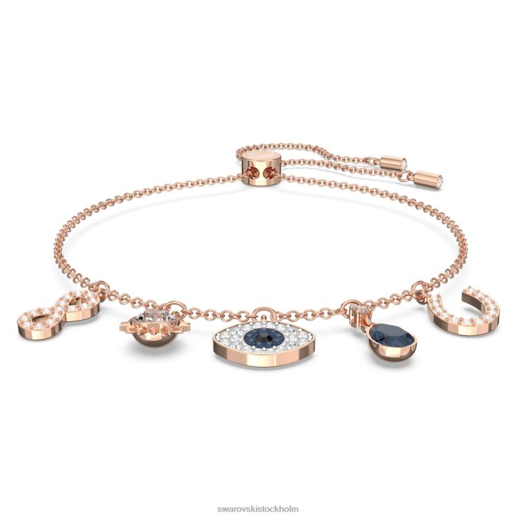 Swarovski symboliskt armband P28L420 Smycken oändlighet, onda ögat och hästsko, blå, roséguld pläterad