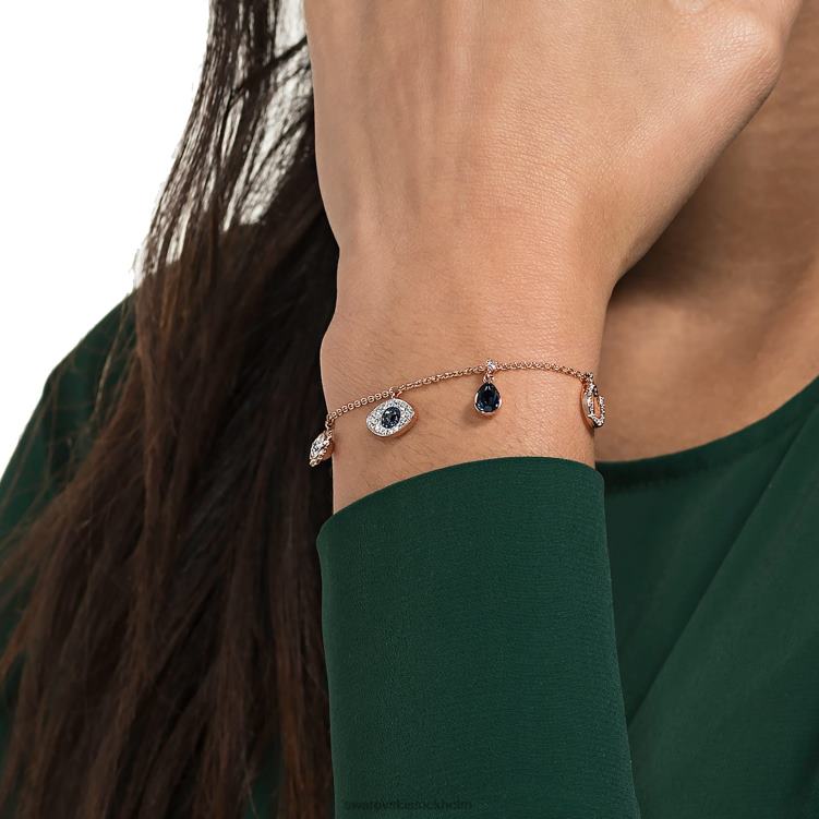 Swarovski symboliskt armband P28L420 Smycken oändlighet, onda ögat och hästsko, blå, roséguld pläterad