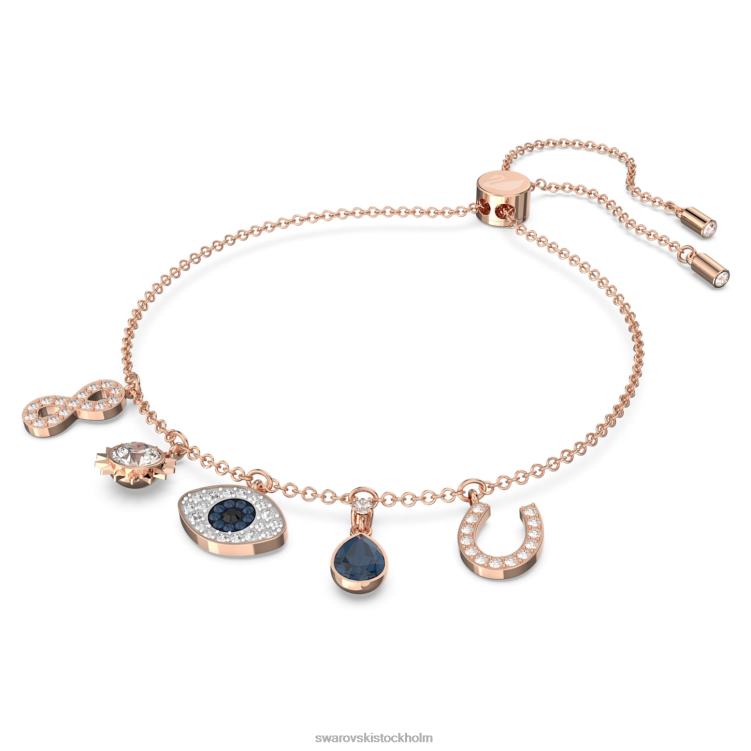 Swarovski symboliskt armband P28L420 Smycken oändlighet, onda ögat och hästsko, blå, roséguld pläterad