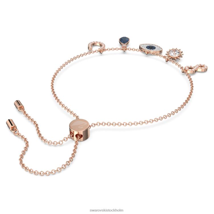 Swarovski symboliskt armband P28L420 Smycken oändlighet, onda ögat och hästsko, blå, roséguld pläterad