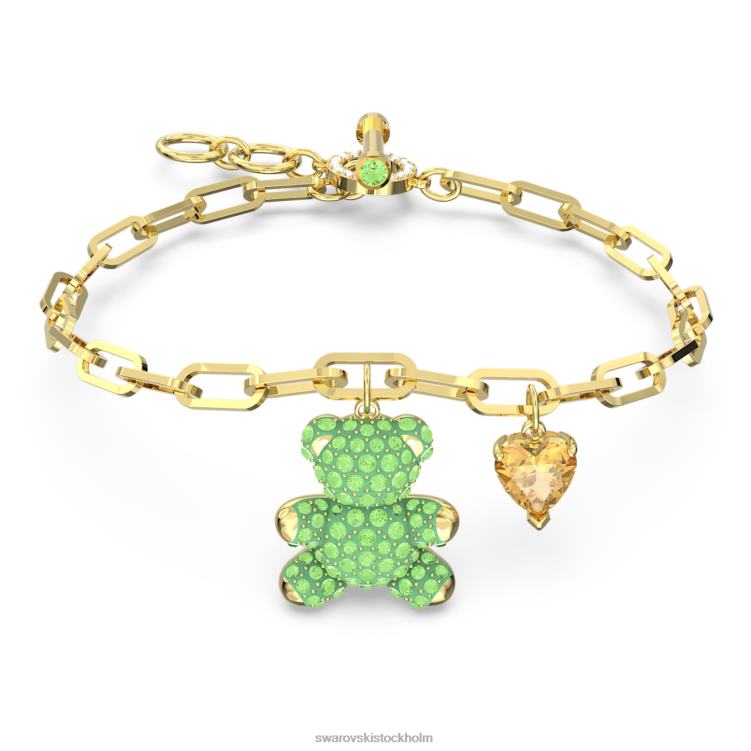 Swarovski teddy armband P28L472 Smycken björn, grön, guldfärgad
