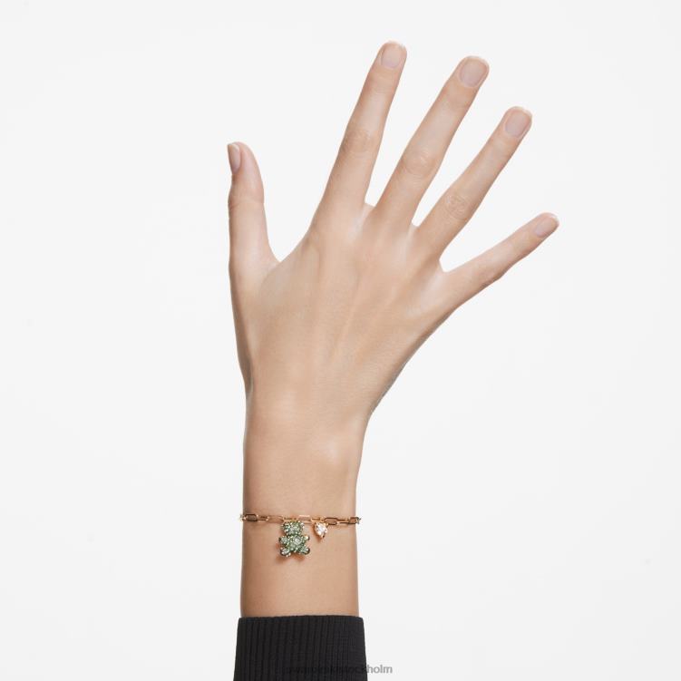Swarovski teddy armband P28L472 Smycken björn, grön, guldfärgad
