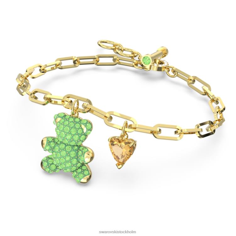 Swarovski teddy armband P28L472 Smycken björn, grön, guldfärgad