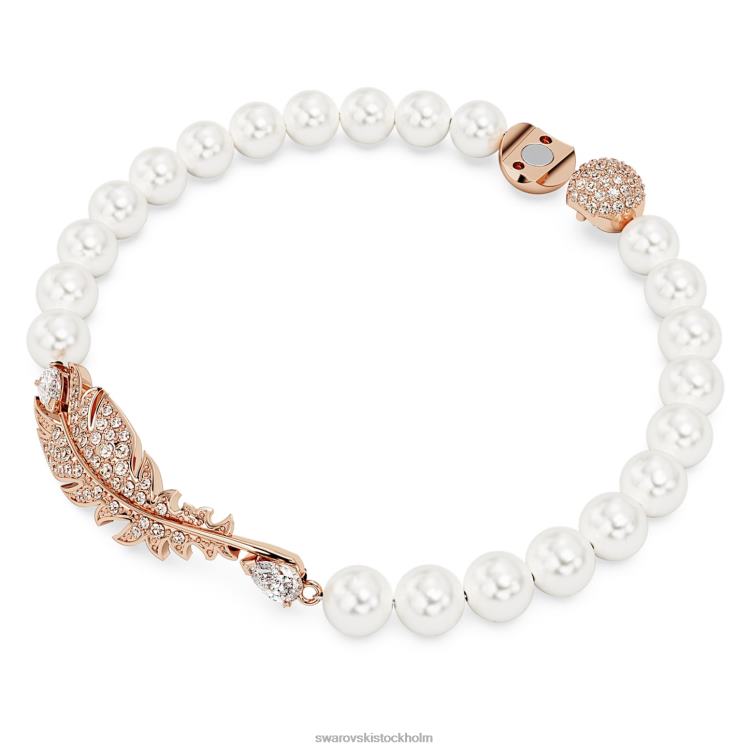 Swarovski fint armband P28L575 Smycken fjäder, vit, roséguld pläterad
