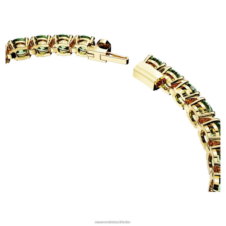 Swarovski matrix tennis armband P28L542 Smycken rund skärning, grön, guldfärgad