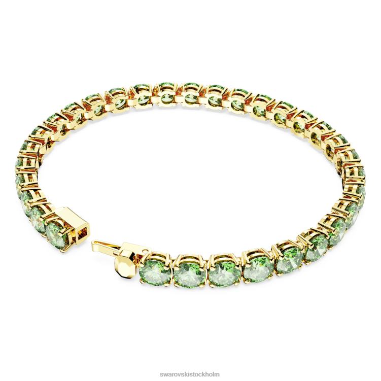 Swarovski matrix tennis armband P28L542 Smycken rund skärning, grön, guldfärgad