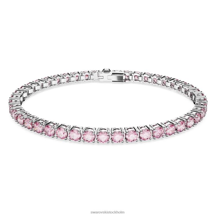 Swarovski matrix tennis armband P28L554 Smycken rund skuren, rosa, rodiumpläterad