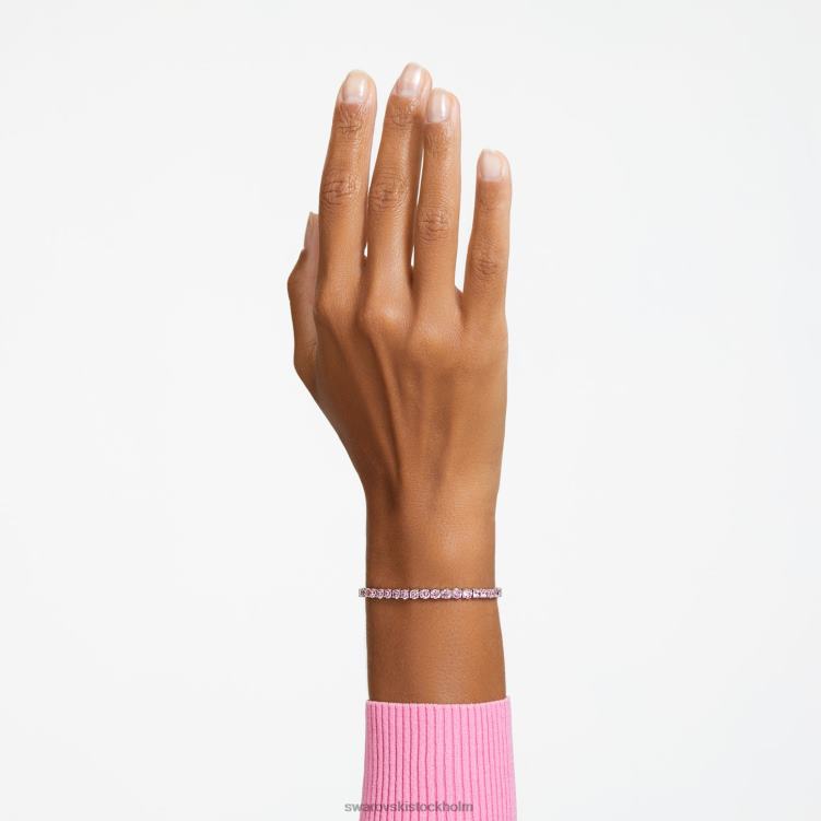 Swarovski matrix tennis armband P28L554 Smycken rund skuren, rosa, rodiumpläterad