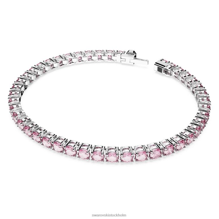 Swarovski matrix tennis armband P28L554 Smycken rund skuren, rosa, rodiumpläterad