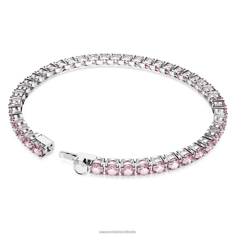 Swarovski matrix tennis armband P28L554 Smycken rund skuren, rosa, rodiumpläterad