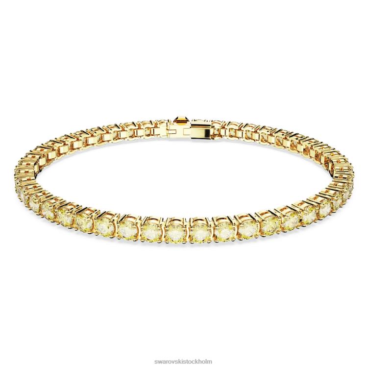 Swarovski matrix tennis armband P28L561 Smycken rund skuren, gul, guldfärgad