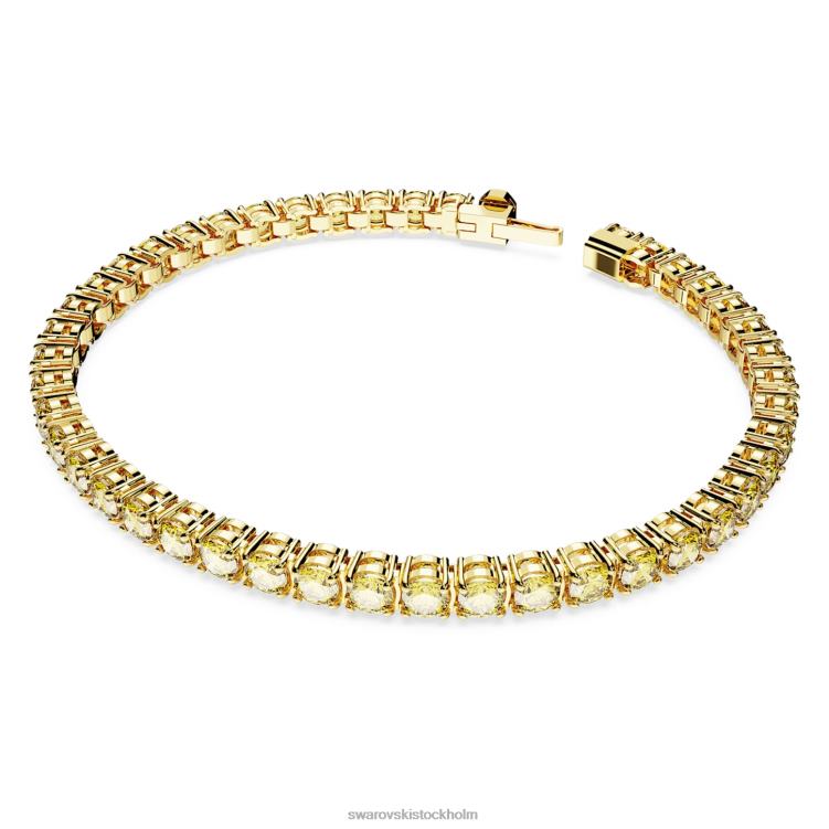 Swarovski matrix tennis armband P28L561 Smycken rund skuren, gul, guldfärgad