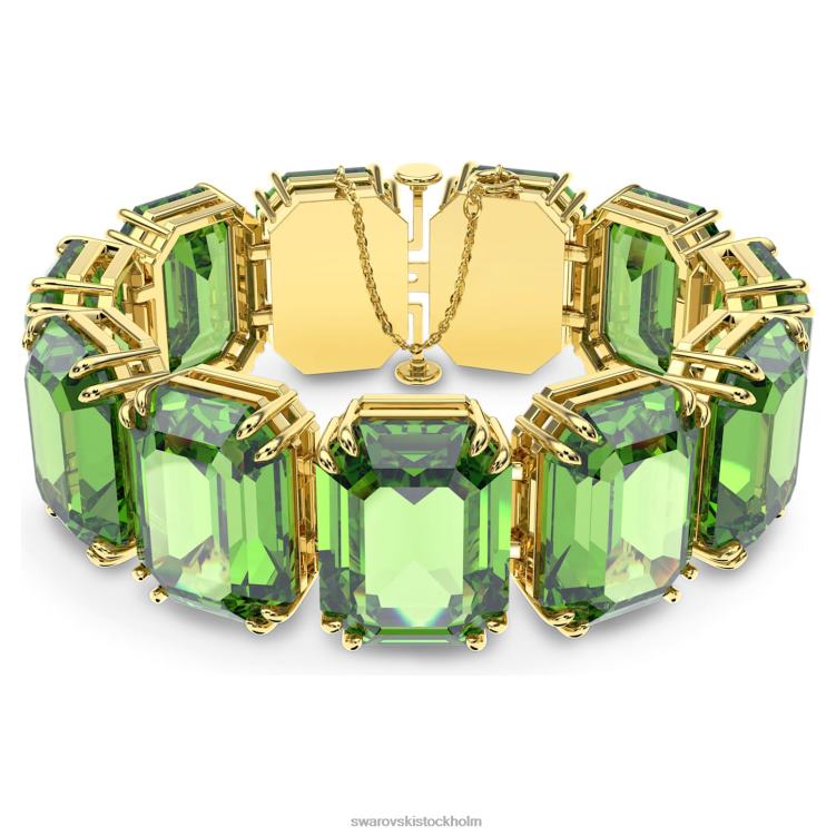 Swarovski millenia armband P28L587 Smycken överdimensionerade kristaller, oktagonslipade, gröna, guldfärgade