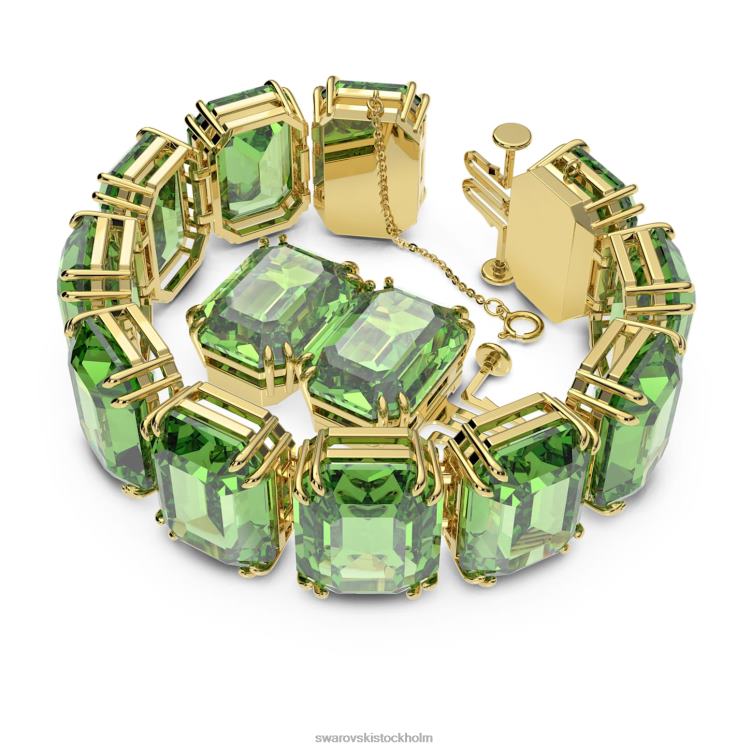 Swarovski millenia armband P28L587 Smycken överdimensionerade kristaller, oktagonslipade, gröna, guldfärgade
