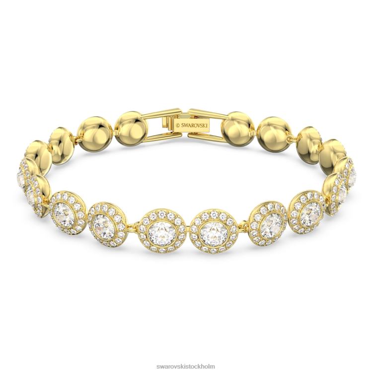Swarovski ängla armband P28L549 Smycken rund skuren, pave, vit, guldfärgad