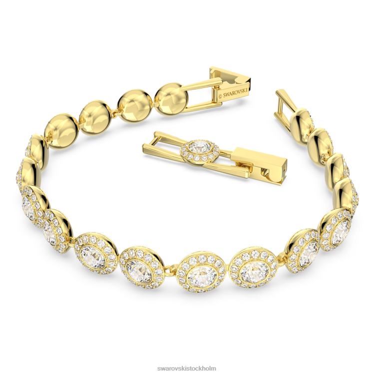 Swarovski ängla armband P28L549 Smycken rund skuren, pave, vit, guldfärgad