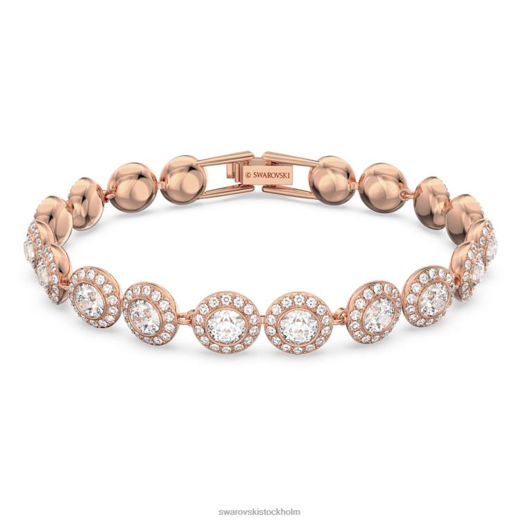 Swarovski ängla armband P28L551 Smycken rund skuren, pave, vit, roséguld pläterad