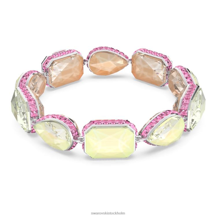 Swarovski orbita armband P28L582 Smycken magnetisk stängning, blandade snitt, flerfärgad, rodiumpläterad