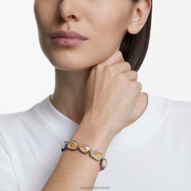 Swarovski orbita armband P28L582 Smycken magnetisk stängning, blandade snitt, flerfärgad, rodiumpläterad