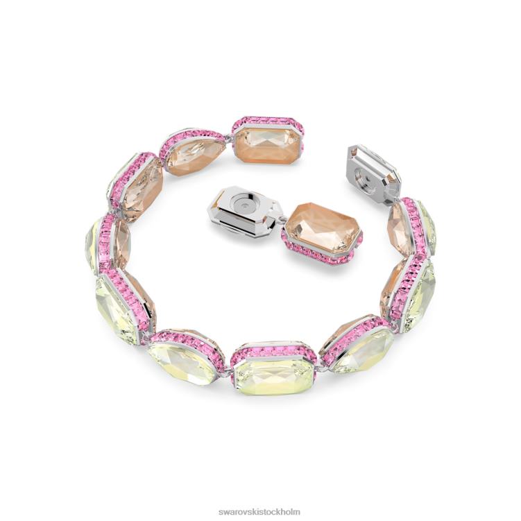 Swarovski orbita armband P28L582 Smycken magnetisk stängning, blandade snitt, flerfärgad, rodiumpläterad