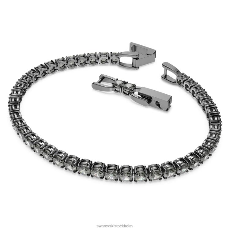 Swarovski tennis deluxe armband P28L550 Smycken rundskuren, grå, ruteniumpläterad