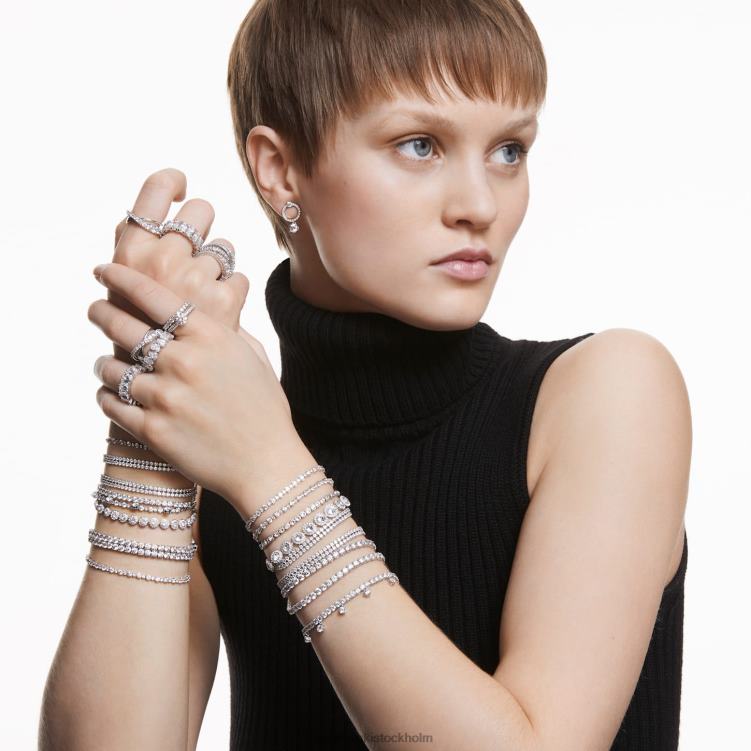 Swarovski tennis deluxe armband P28L562 Smycken rund skuren, vit, rodiumpläterad