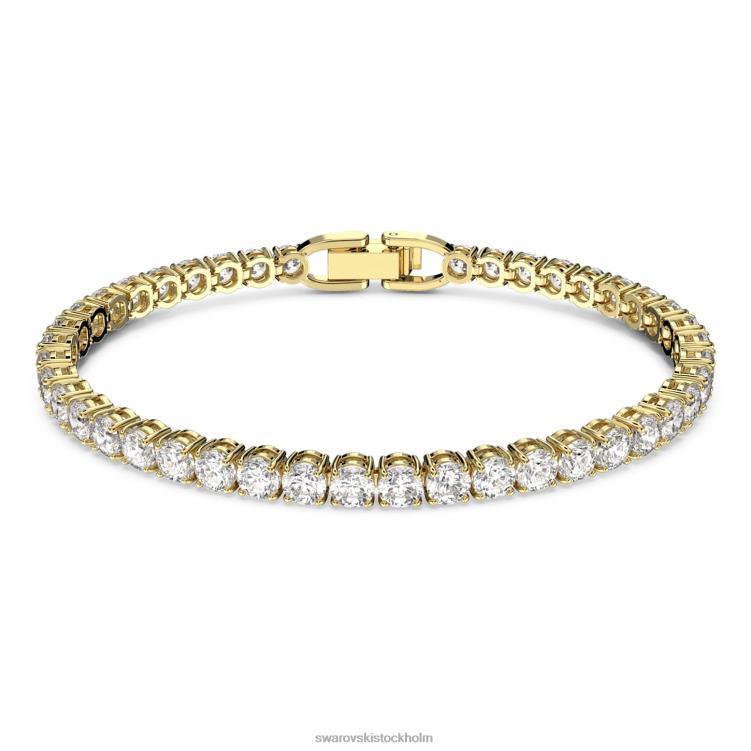 Swarovski tennis deluxe armband P28L585 Smycken rund skuren, vit, guldfärgad