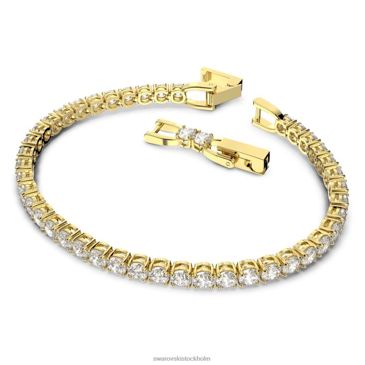 Swarovski tennis deluxe armband P28L585 Smycken rund skuren, vit, guldfärgad