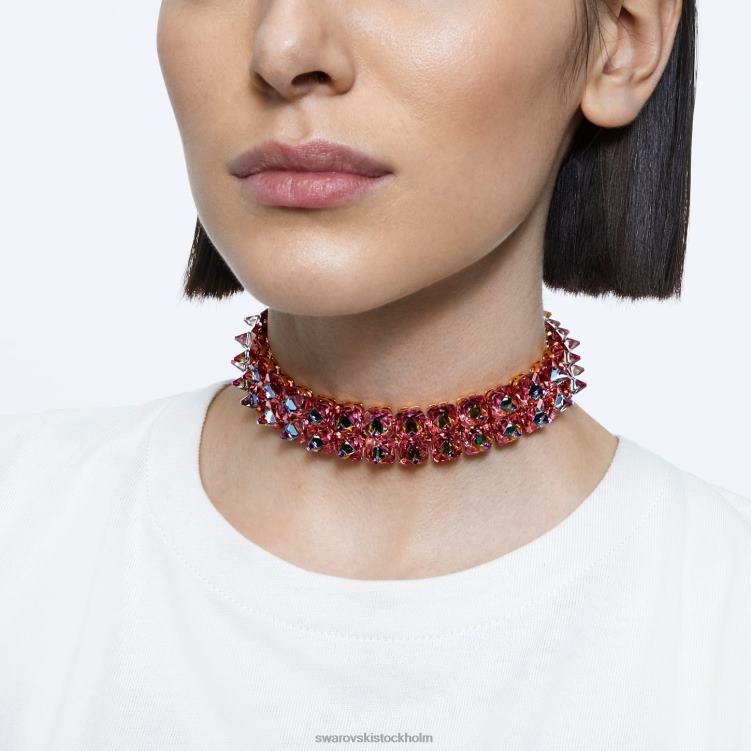 Swarovski Ortyx choker P28L344 Smycken pyramidskuren, rosa, guldfärgad