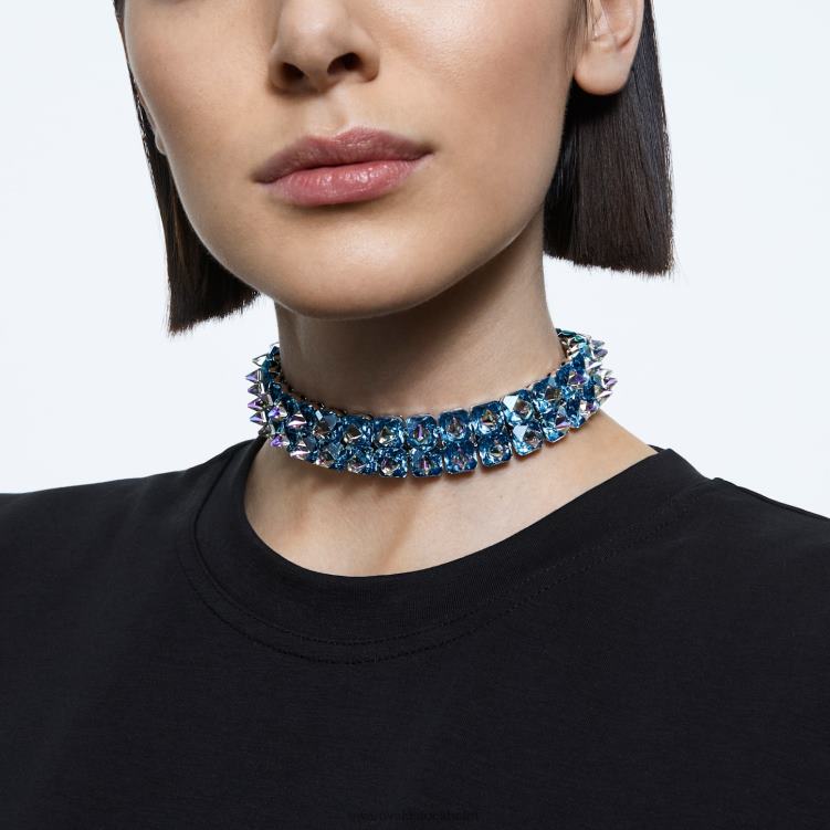 Swarovski Ortyx choker P28L362 Smycken pyramidskuren, blå, rodiumpläterad