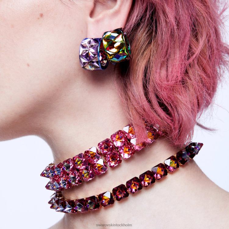 Swarovski Ortyx choker P28L365 Smycken pyramidskuren, lila, guldfärgad