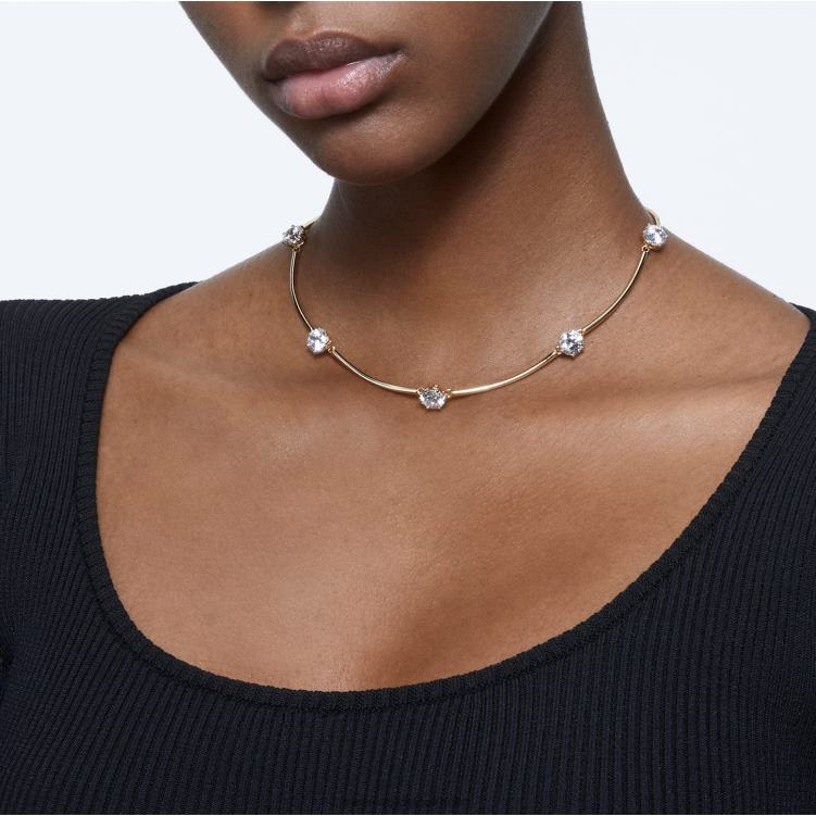 Swarovski constella choker P28L353 Smycken rund skuren, vit, glänsande guldfärgad pläterad