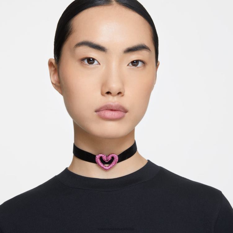 Swarovski en choker P28L357 Smycken hjärta, rosa, rodiumpläterad