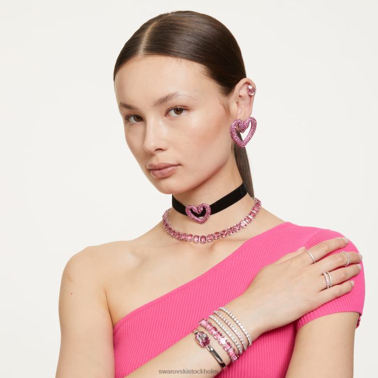 Swarovski en choker P28L357 Smycken hjärta, rosa, rodiumpläterad