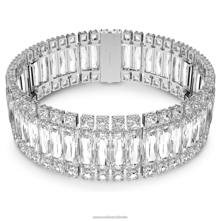 Swarovski hyperbel choker P28L350 Smycken rektangulärt snitt, vit, rodiumpläterad
