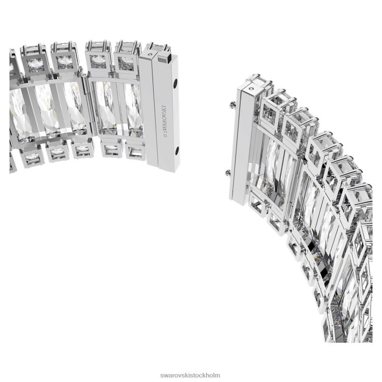 Swarovski hyperbel choker P28L350 Smycken rektangulärt snitt, vit, rodiumpläterad