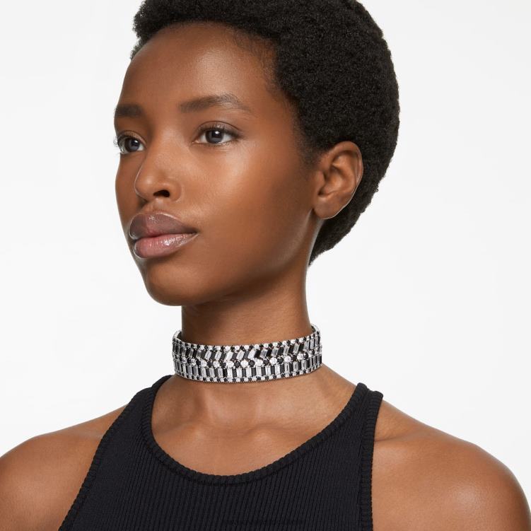 Swarovski hyperbel choker P28L355 Smycken blandade snitt, svart, rodiumpläterad