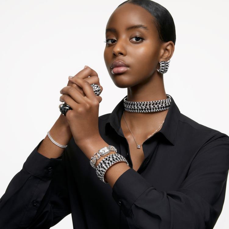 Swarovski hyperbel choker P28L355 Smycken blandade snitt, svart, rodiumpläterad