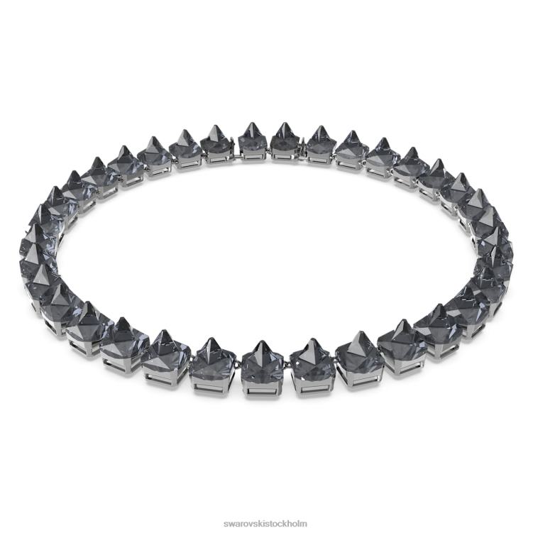 Swarovski Ortyx halsband P28L345 Smycken pyramidskuren, grå, ruteniumpläterad