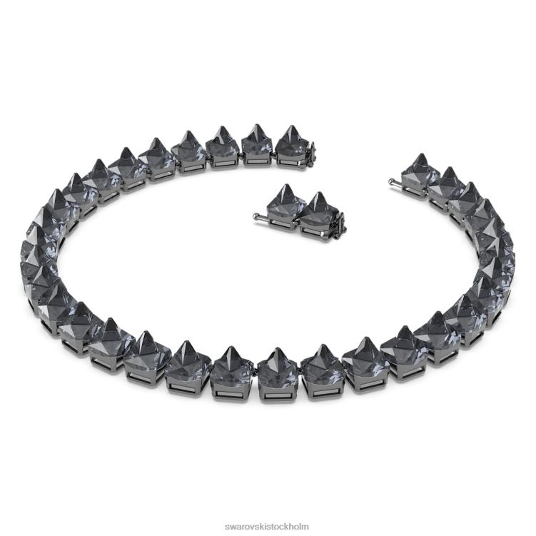 Swarovski Ortyx halsband P28L345 Smycken pyramidskuren, grå, ruteniumpläterad