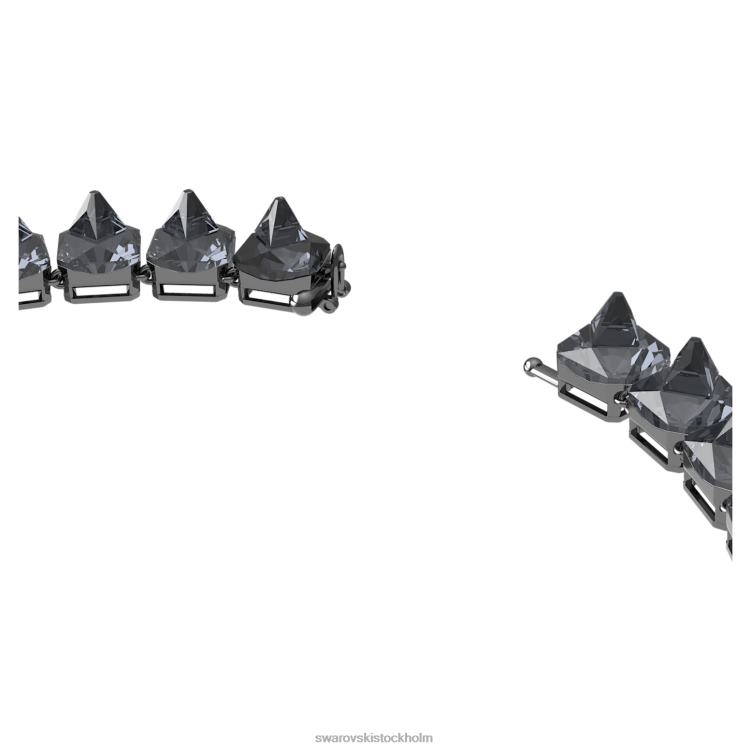 Swarovski Ortyx halsband P28L345 Smycken pyramidskuren, grå, ruteniumpläterad