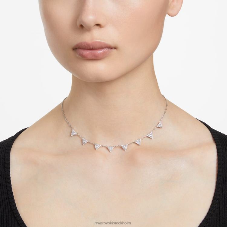 Swarovski Ortyx halsband P28L51 Smycken triangelskuren, vit, rodiumpläterad