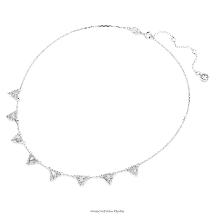 Swarovski Ortyx halsband P28L51 Smycken triangelskuren, vit, rodiumpläterad