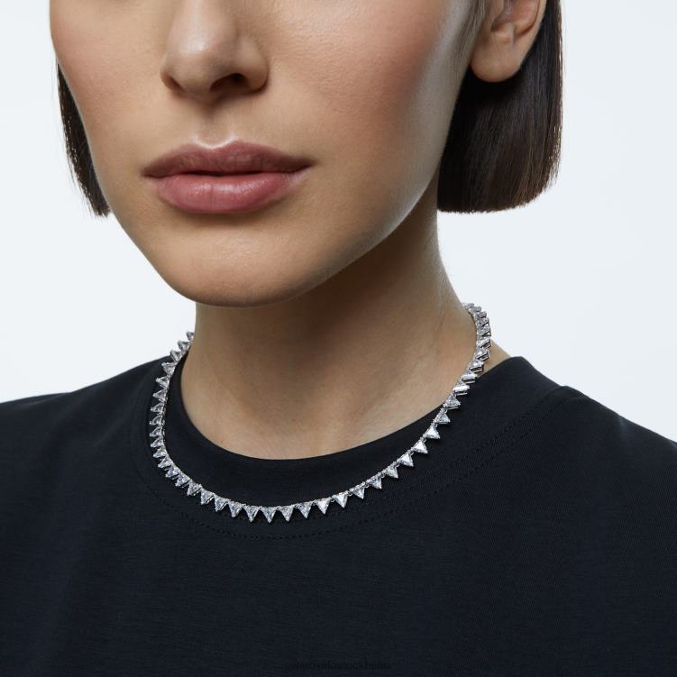 Swarovski Ortyx halsband P28L54 Smycken triangelskuren, vit, rodiumpläterad