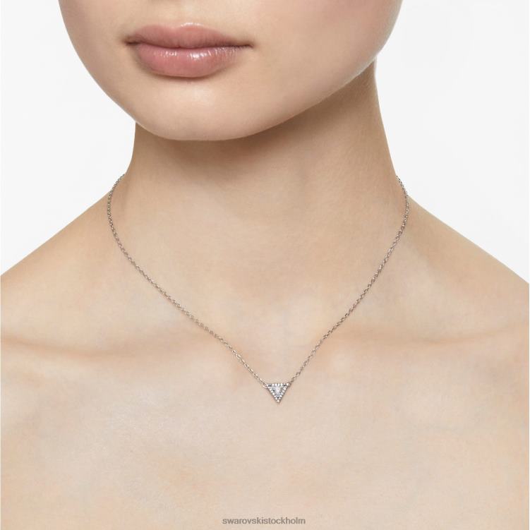 Swarovski Ortyx halsband P28L74 Smycken triangelskuren, vit, rodiumpläterad