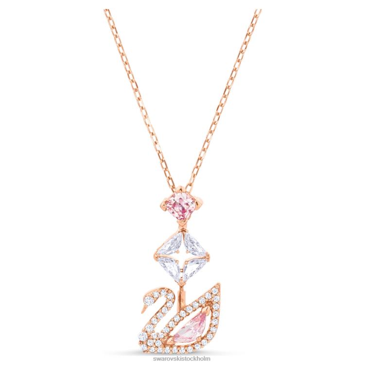 Swarovski bländande svan y halsband P28L25 Smycken svan, rosa, roséguld pläterad