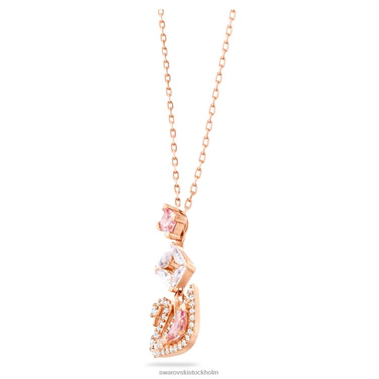 Swarovski bländande svan y halsband P28L25 Smycken svan, rosa, roséguld pläterad