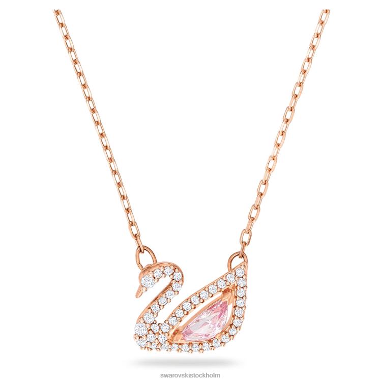 Swarovski bländande svanhalsband P28L13 Smycken svan, rosa, roséguld pläterad