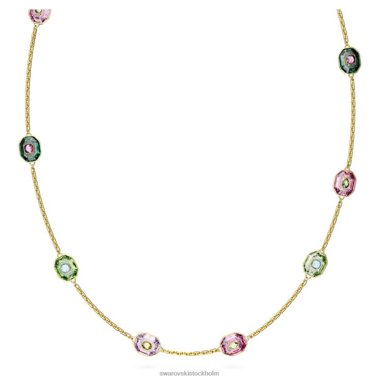 Swarovski chroma halsband P28L141 Smycken oktagonslipad, flerfärgad, guldfärgad