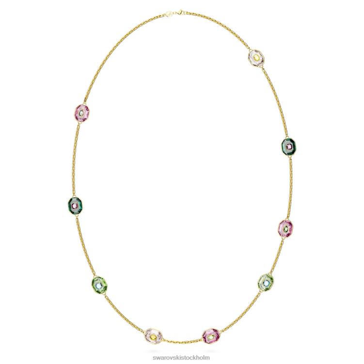 Swarovski chroma halsband P28L141 Smycken oktagonslipad, flerfärgad, guldfärgad